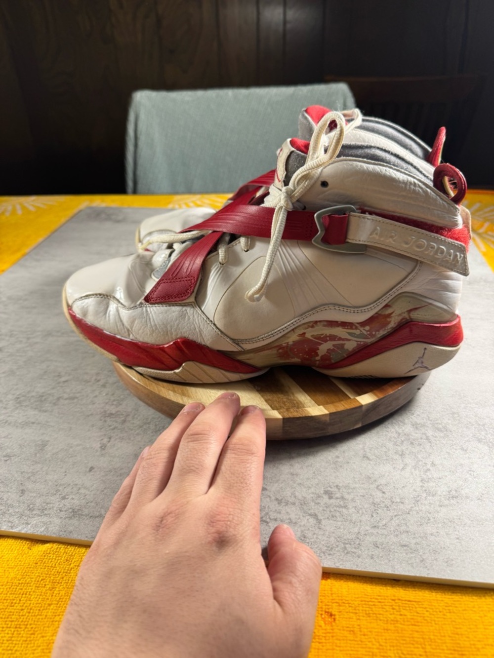 Nike Mens Air Jordan 8.0 White Red Sz 13 467807-101 Bulls Retro 2008 Playoff